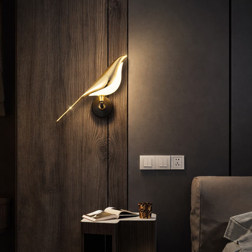 Applique LED Oiseau Doré Art Déco