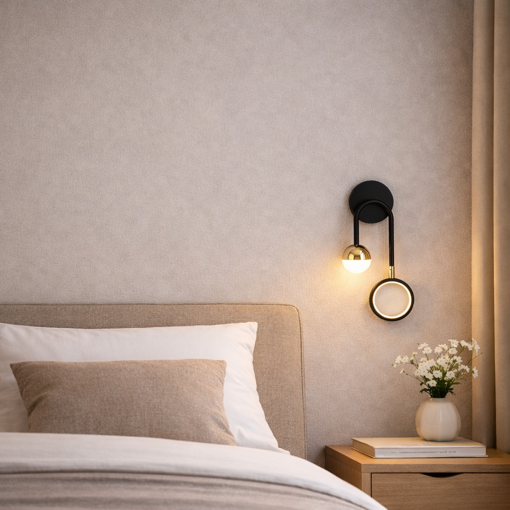 Applique LED Ronde Cercle Noir - Moderne