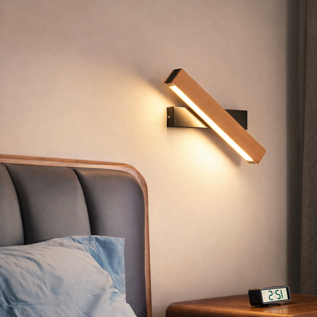 Applique LED Bois Fer Rotative - Liseuse