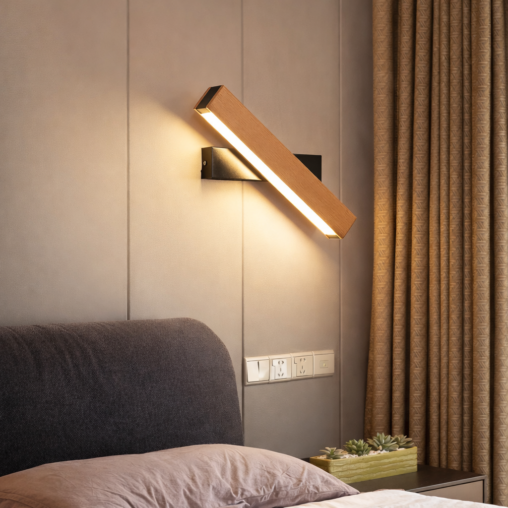 Applique LED Bois Fer Rotative - Liseuse