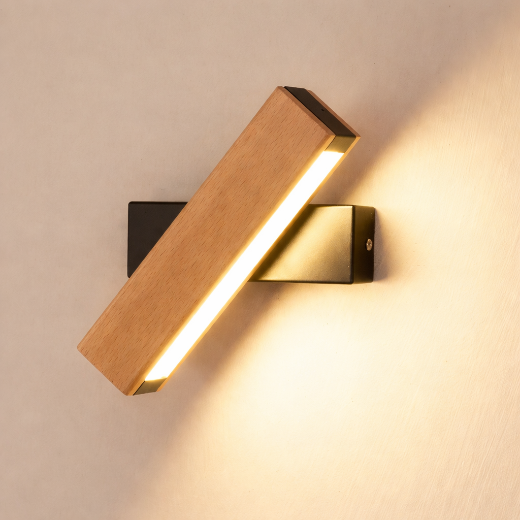 Applique LED Bois Fer Rotative - Liseuse