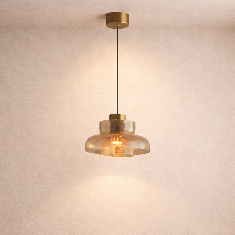 Suspension Verre Fissuré Lumineux - Éclat Texturé