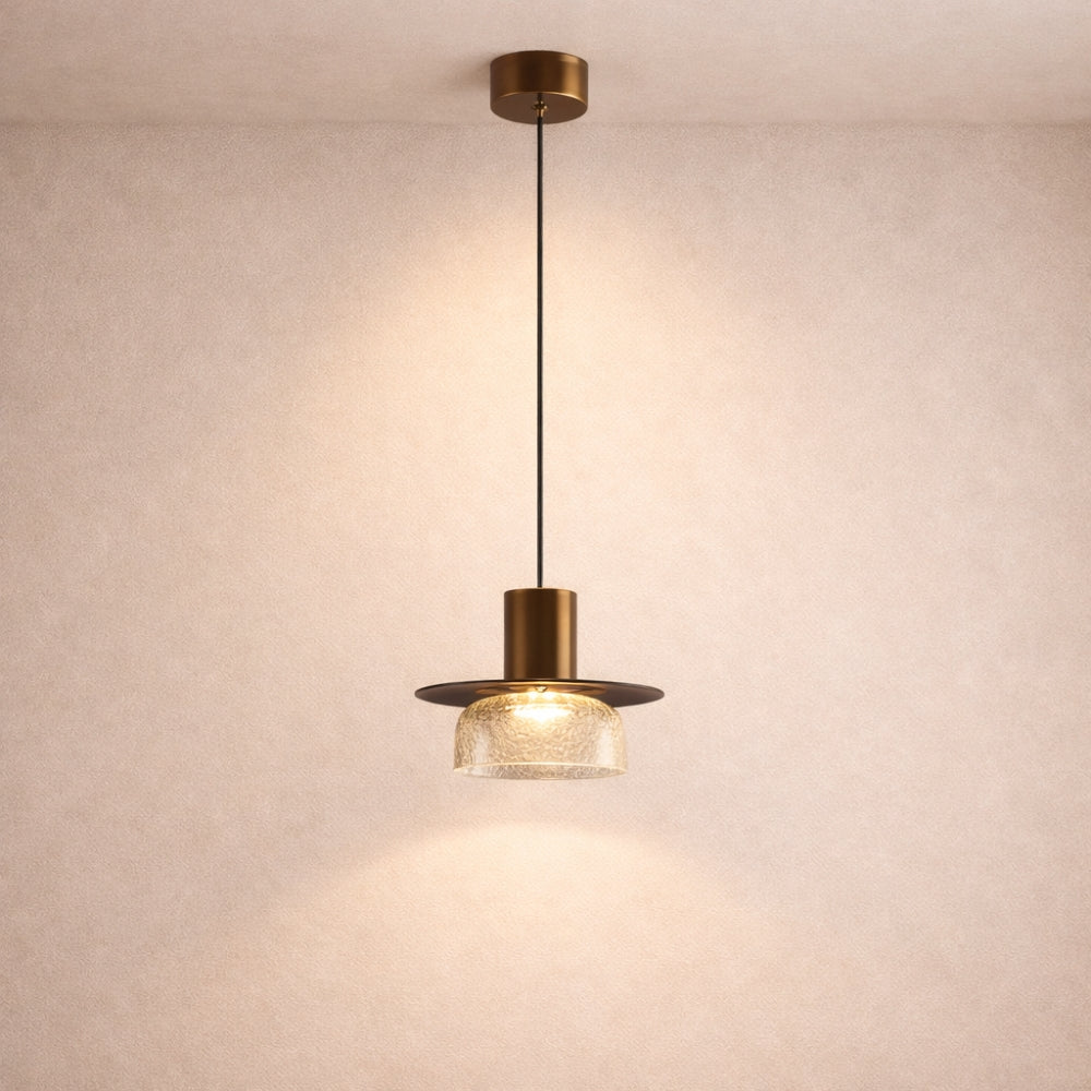 Suspension Verre Fissuré Lumineux - Éclat Texturé